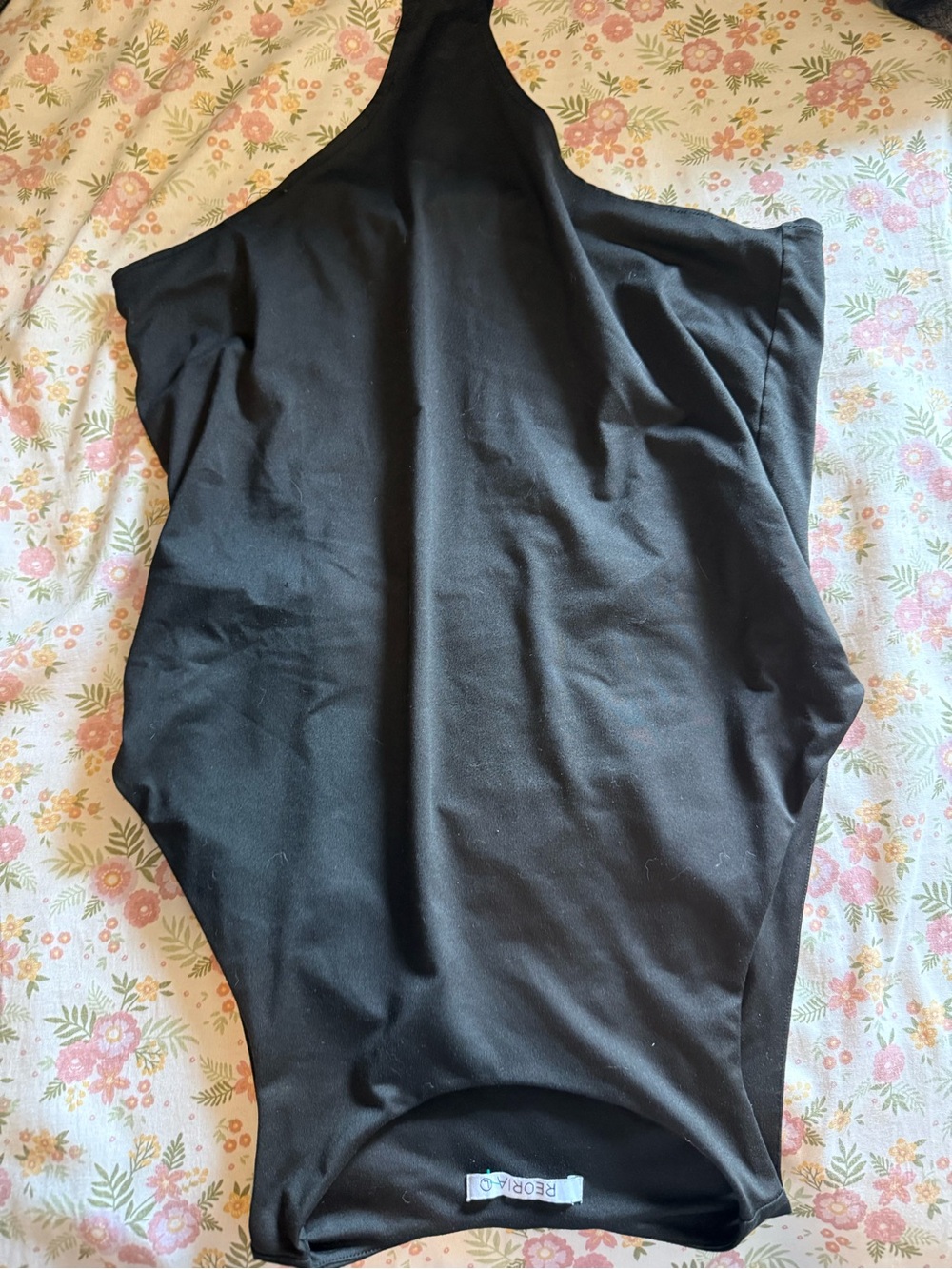 Black One-Shoulder Bodysuit Reoria
